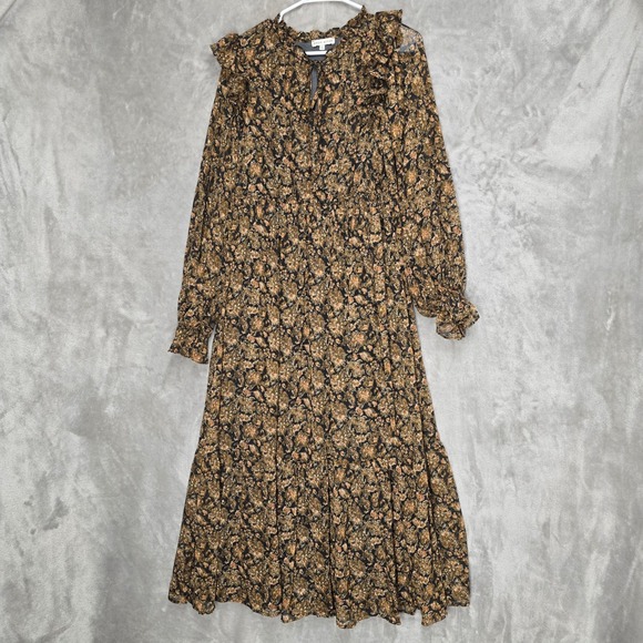 Moon River Floral Maxi Dress Ruffle Maxi Size L Boho Cottagecore Prairie Tiered - Picture 12 of 13